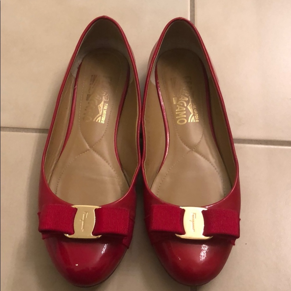 Red Flats Ferragamo